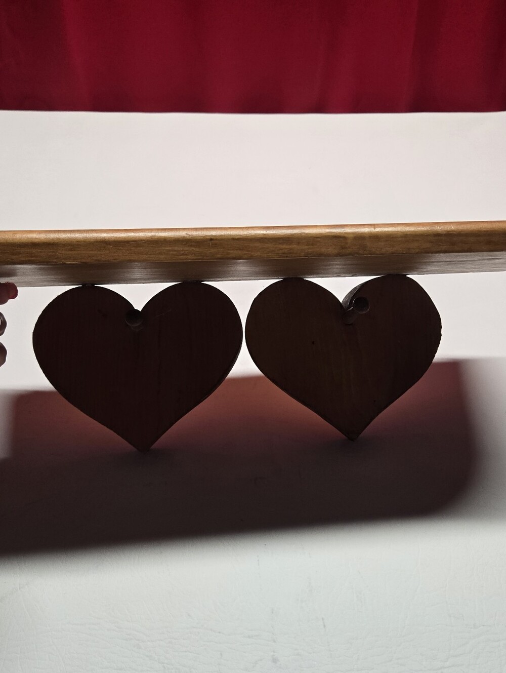 Vintage Wooden Heart Wall Shelf with 2 Pegs Cottagecore Country Heart